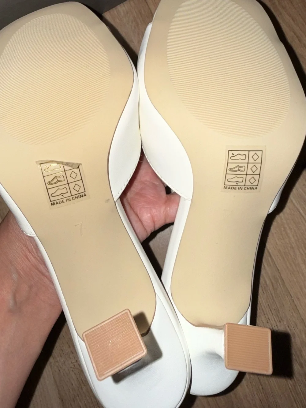 Brand new white slip on heels